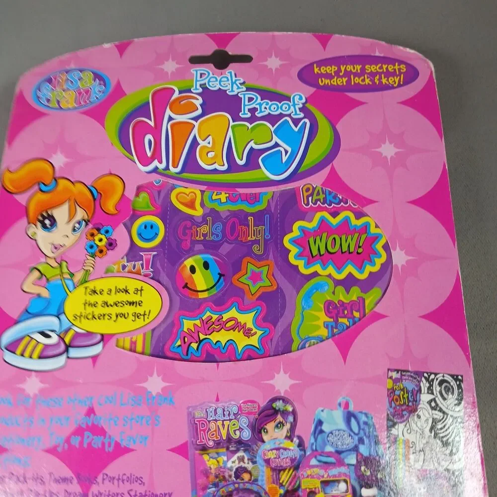Lisa Frank Diary Peek Proof New in Package Vintage 1990 Y2K Girls with Stickers